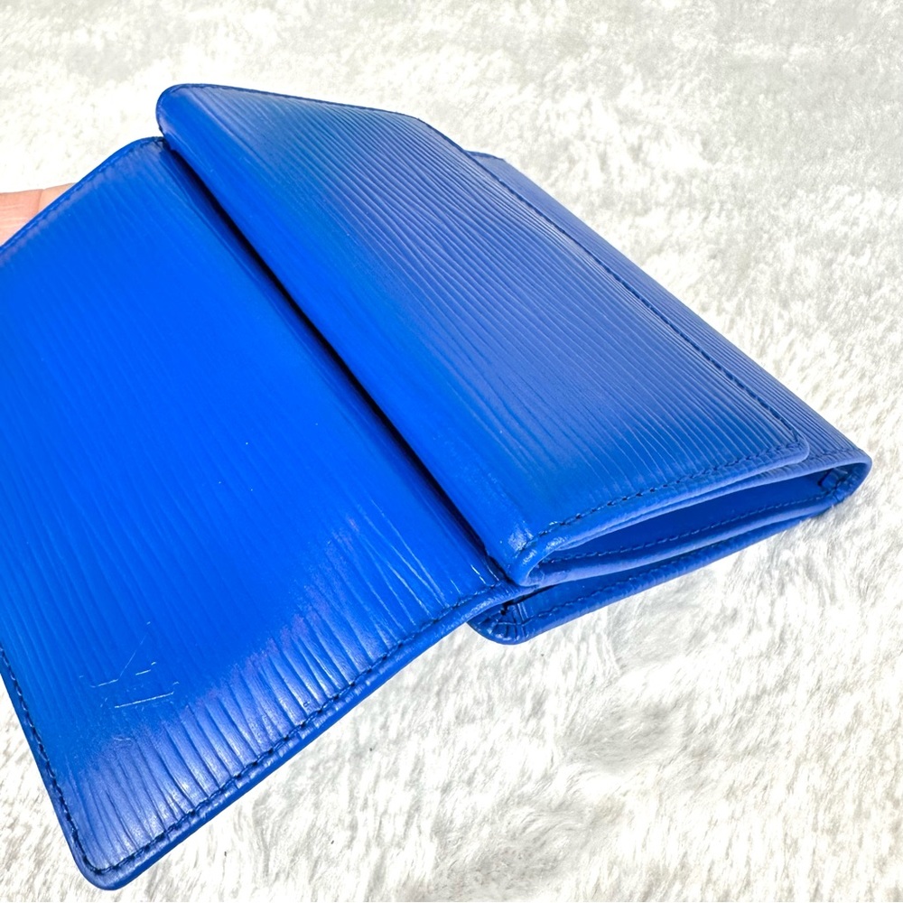 Louis Vuitton Epi Leather Blue Compact Trifold Wallet VINTAGE. NICE! - Picture 6 of 16